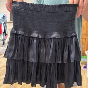 Chic Black Ruffled Midi Skirt